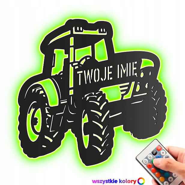 Dřevěný obraz Traktor s vaším jménem Nástěnný Dárek Noční Lampa Led