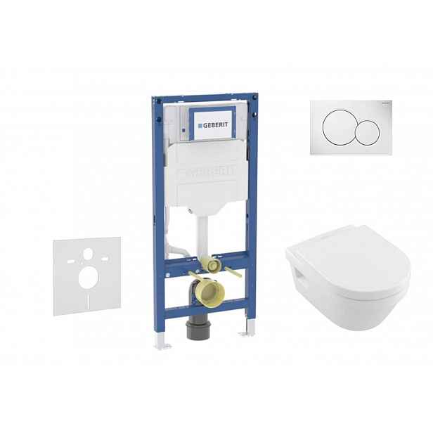 Geberit Duofix - Set předstěnové instalace, klozetu Architectura a sedátka softclose, tlačítko Sigma01, alpská bílá SANI11CK3100