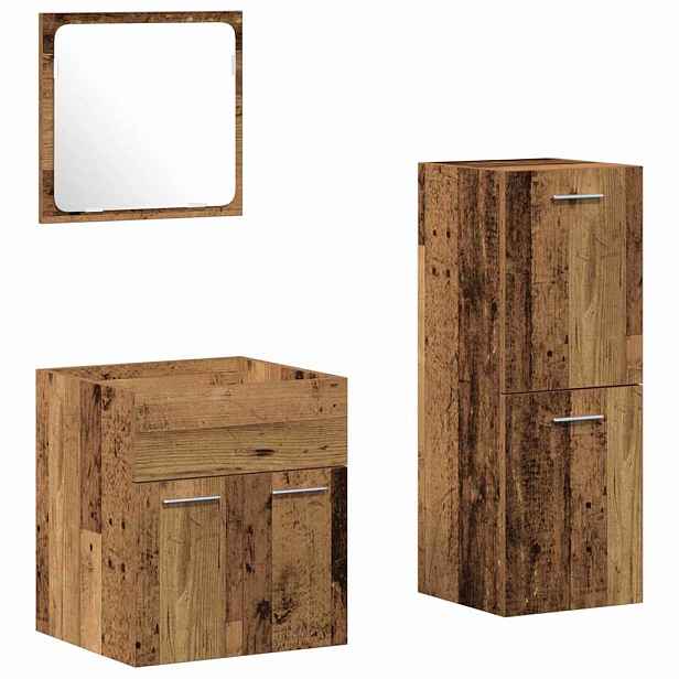 vidaXL Sada koupelnového nábytku 3 ks Staré dřevo 41 x 38,5 x 46 cm