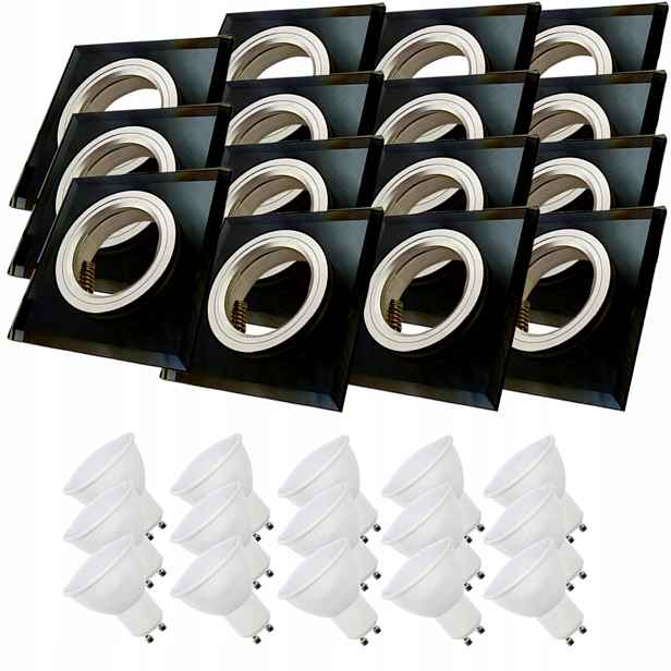 15x Skleněná Černá Stropní Lampa Halogenová Objímka Led Žárovky 7W