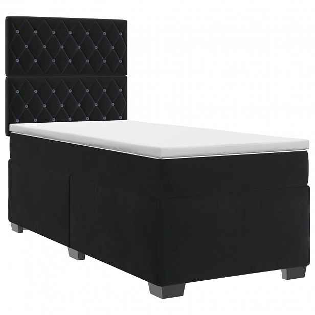 vidaXL Postel boxspring s matrací s čelo Černá 90 x 190 cm Samet