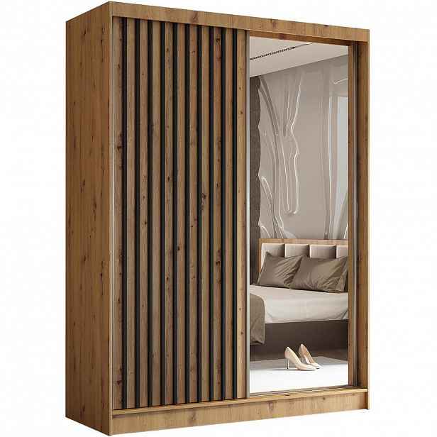 Beautysofa SKŘÍŇ s posuvnými dveřmi Helix 160/216/61 dub Artisan + černá