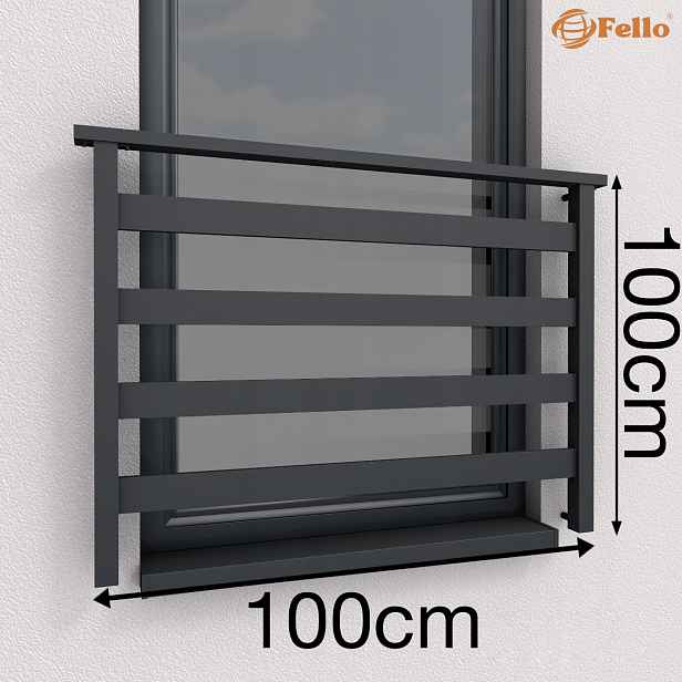 Francouzská okenní zábradlí hliníková 100 cm 7016