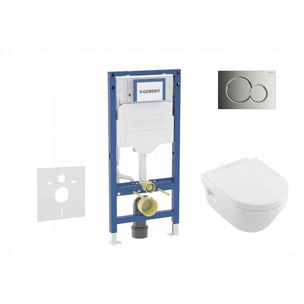 Geberit Duofix - Set předstěnové instalace, klozetu Architectura a sedátka softclose, tlačítko Sigma01, lesklý chrom SANI11CK1101