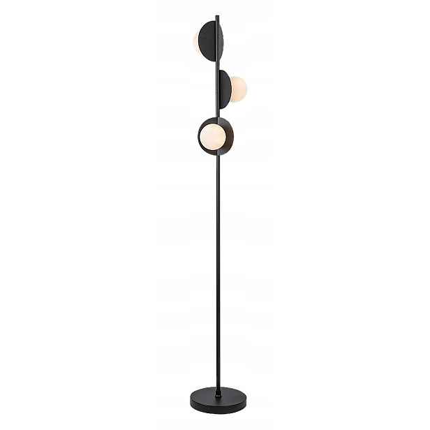 Stojací lampa podlahová černá 3 skleněné bílé koule 160 cm Rabalux