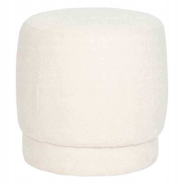 Taburet Čalouněná Pufová Sedačka Do Obývacího Pokoje Bílá Kulatá Ø39 Cm Boucle