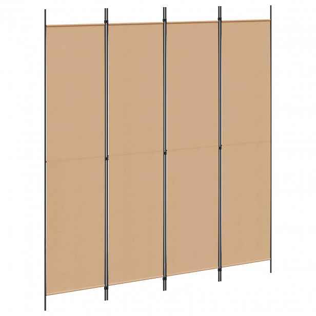 vidaXL 4-panelový pokojový paravan Béžová 200 x 220 cm Textil