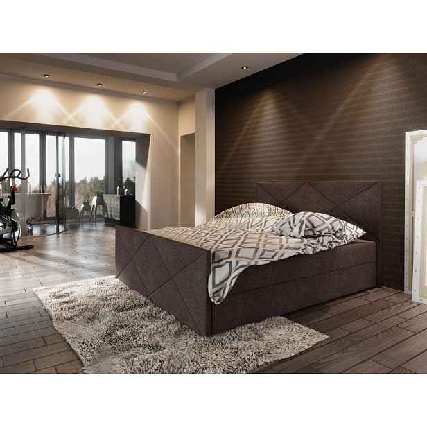 Boxspringová manželská postel VASILISA 4 - 200x200, hnědá