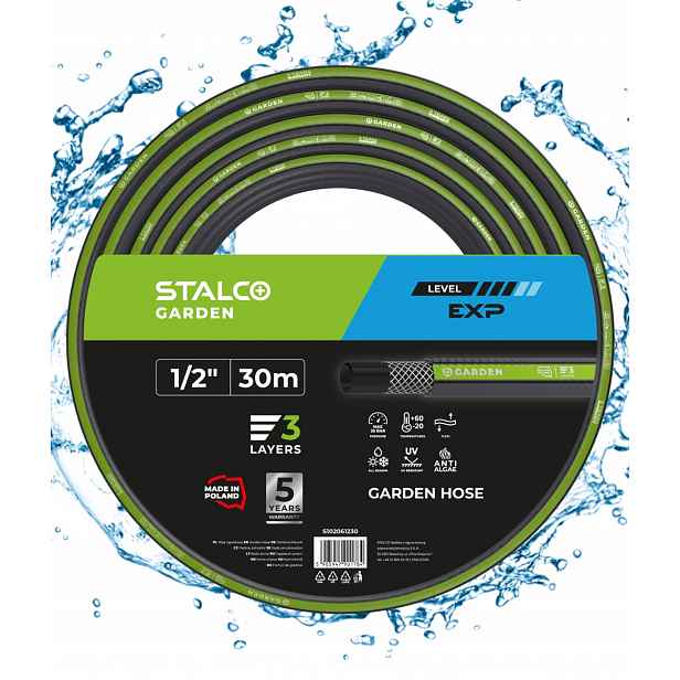 Hadice 1/2" 30 m 3 Vrstvy Exp Stalco Vyztužená, Silná, Odolná Vůči Uv