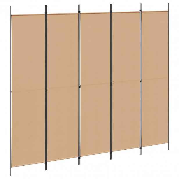 vidaXL 5-panelový paravan Béžová 250 x 220 cm Textil