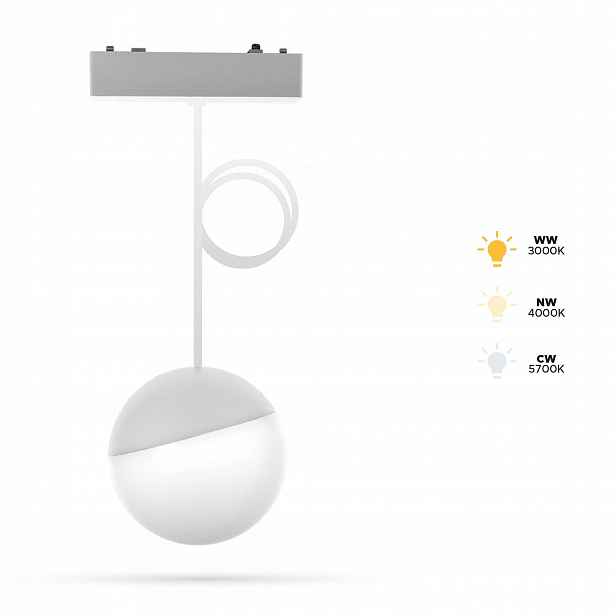 Závěsná lampa Kula Bílá 6W Dy Slim Track 48VDC 3CCT 3000K, 4000K, 5700K