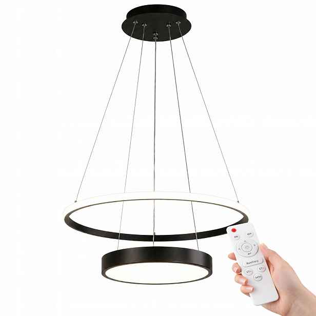 Závěsné Stropní Svítidlo Led Lustr Černá Moderní 50 CM Loft S Dálkovým Ovládáním