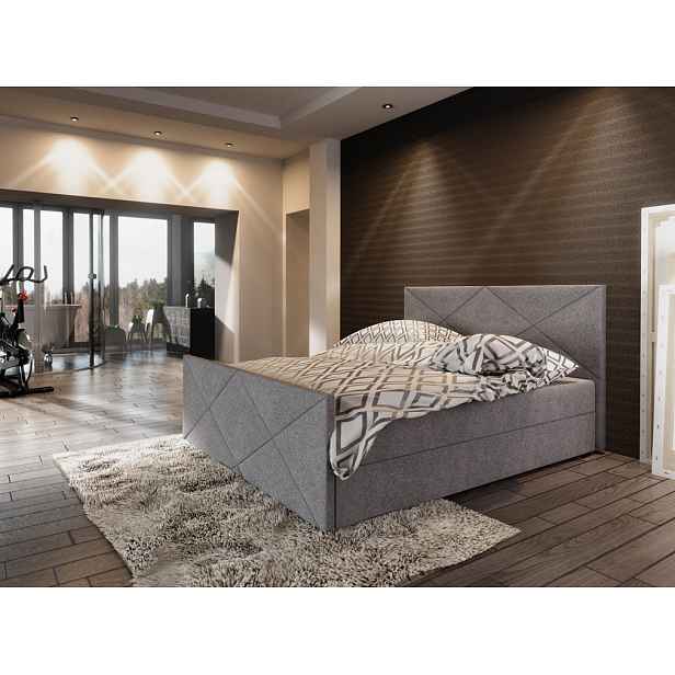 Boxspringová manželská postel VASILISA 4 - 200x200, šedá