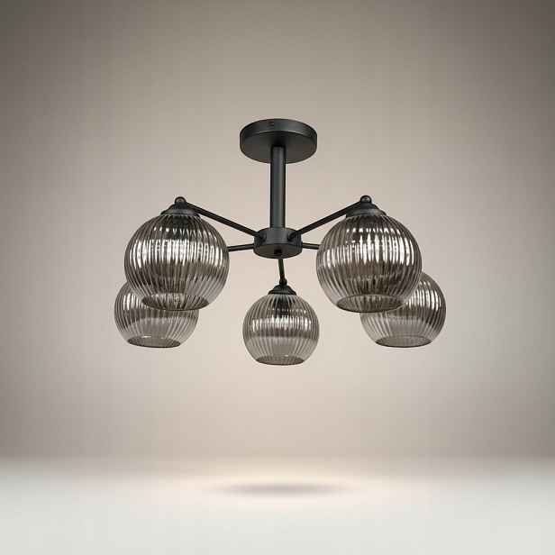 Euro-Lamp Stropní Svítidlo Uno 5 Černá Chromový Stínítko Pruh 5X60W Výrobce