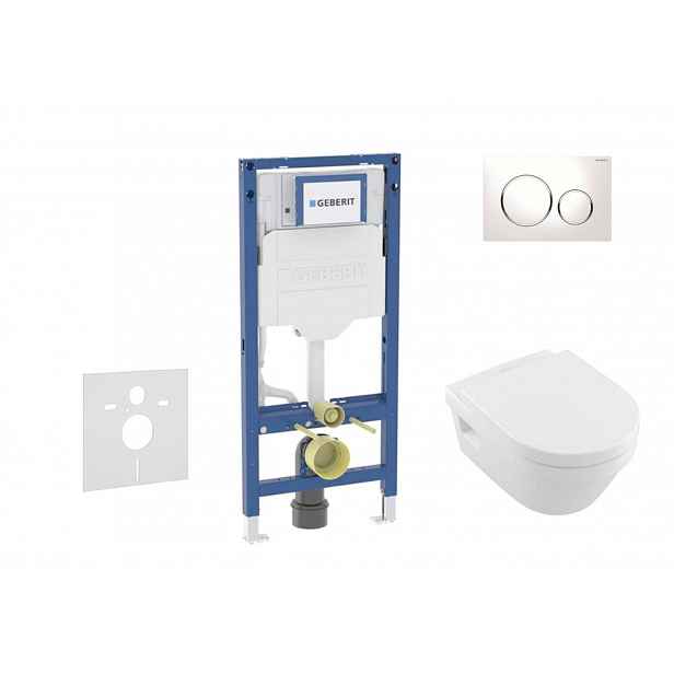 Geberit Duofix - Set předstěnové instalace, klozetu Architectura a sedátka softclose, tlačítko Sigma20, bílá/chrom SANI11CK3103