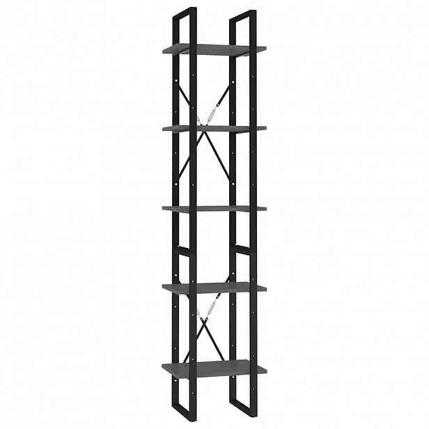vidaXL Knihovna s 5 policemi šedá 40 x 30 x 175 cm kompozitní dřevo