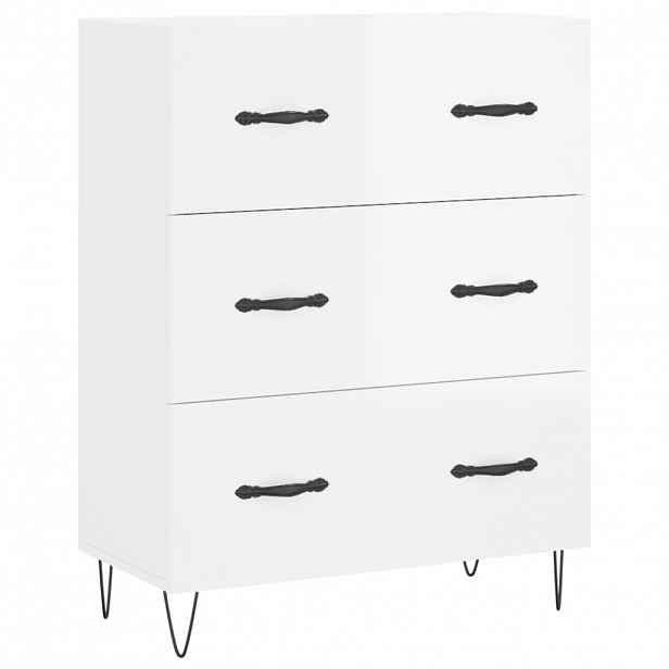 vidaXL Příborník bílý s vysokým leskem 69,5x34x90 cm kompozitní dřevo