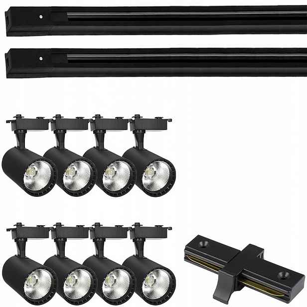 8X Led Kolejnicový Reflektor S Nastavitelným Stropním Svítidlem Kabel