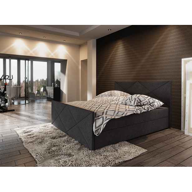 Boxspringová manželská postel VASILISA 4 - 200x200, antracitová
