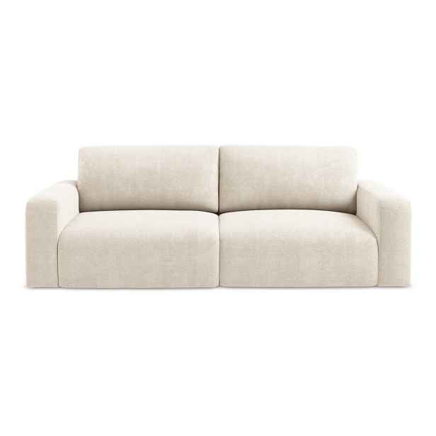 Krémová žinylková rozkládací/s úložným prostorem pohovka 252 cm Kona – Makamii