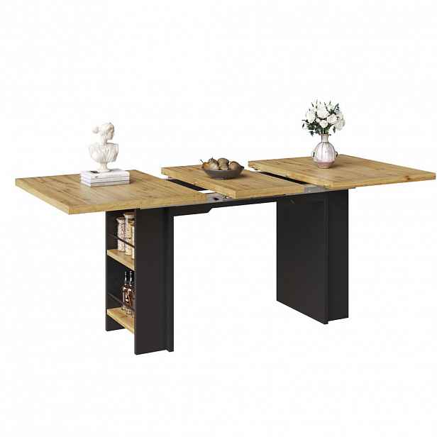 Modfu PSACÍ stůl z MDF 120-160x80x75 cm v přírodním dekoru s úložným prostorem a nastavitelnou deskou