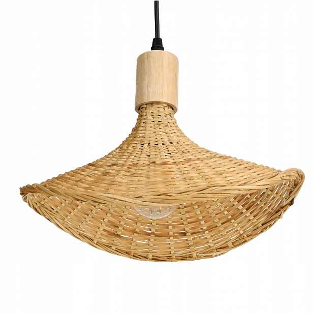 Závěsná bambusová stropní lampa Boho na E27 Pletená přírodní