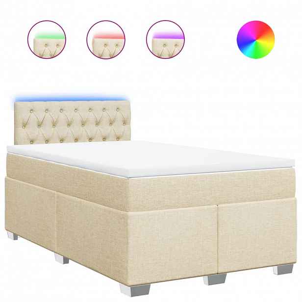 vidaXL Box spring postel s matrací krémová 120x190 cm textil