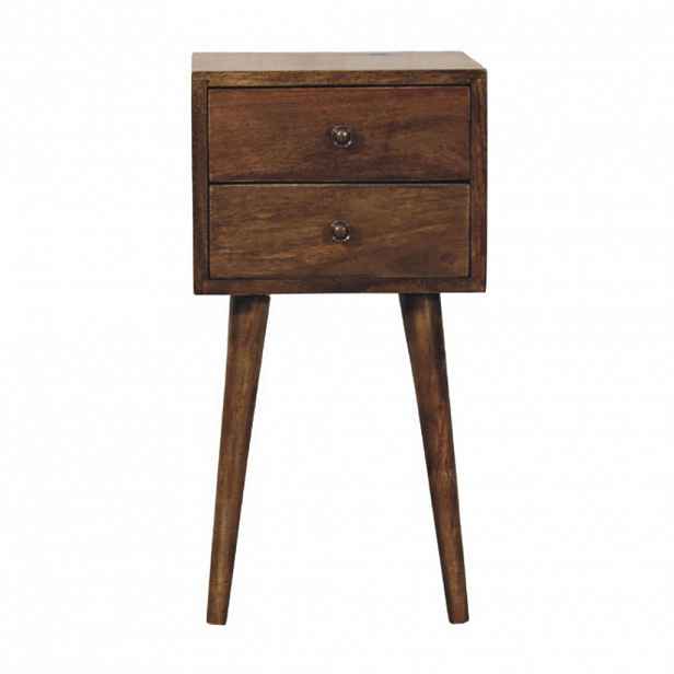 Artisan Furniture NOČNÍ STOLEK z masivního dřeva, 2 zásuvky, klasická šedá
