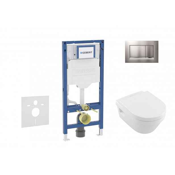 Geberit Duofix - Set předstěnové instalace, klozetu Architectura a sedátka softclose, tlačítko Sigma20, matný chrom/chrom SANI11CK2106