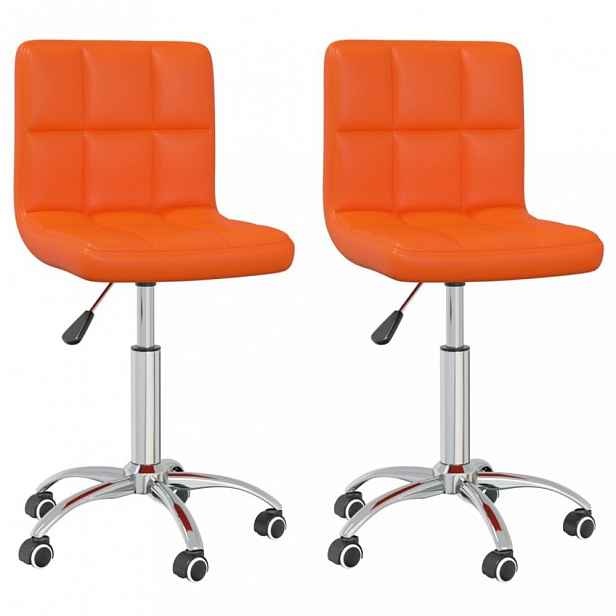 Otočná jídelní židle 2 ks umělá kůže / chrom Oranžová