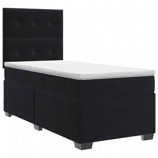 vidaXL Postel boxspring s matrací s čelo Černá 90 x 190 cm Samet