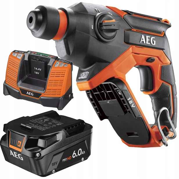 Aeg Kompaktní vrtací kladivo 18 V nabíječka BL1418 Akumulátor 6.0 Ah