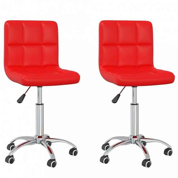 Otočná jídelní židle 2 ks umělá kůže / chrom Červená