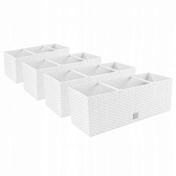 4 x podlouhlé květináče 50 cm, plastové, truhlíky na květiny DRT500, bílé
