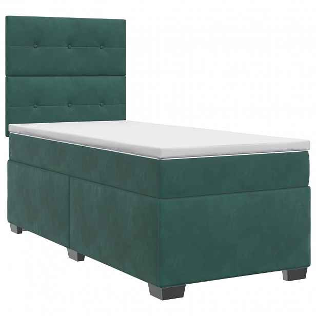 vidaXL Postel boxspring s matrací Tmavě zelená 90 x 190 cm Samet