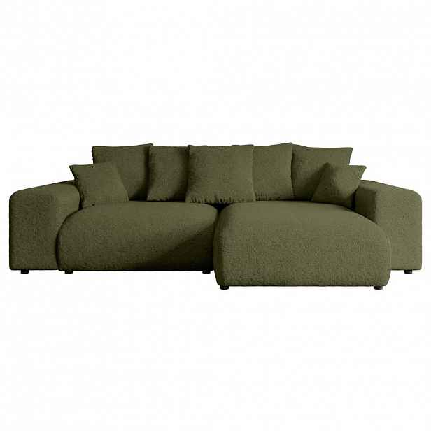 ALTDECOR ROHOVÁ SEDACÍ SOUPRAVA s otomanem vpravo ESKAR-L 266x176x72 olivově zelená buklé