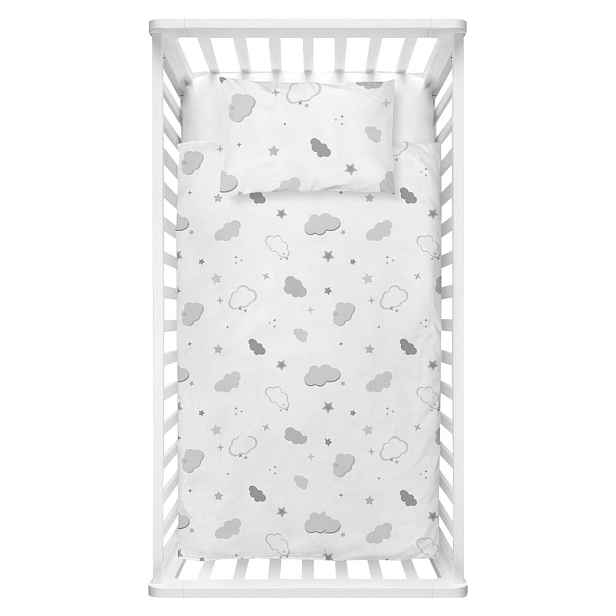 Bílé dětské povlečení do postýlky z bavlny Renforcé 100x150 cm Bulut – Mijolnir