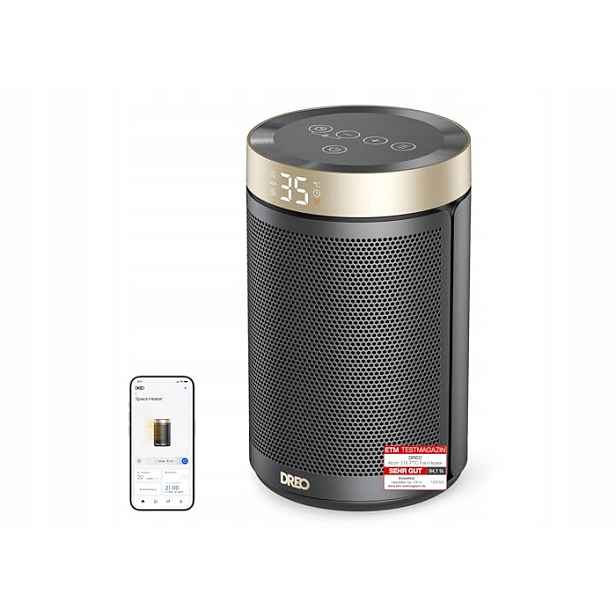 Dreo ventilátorový ohřívač 1500 W s termostatem a časovačem Atom 316 zlatý