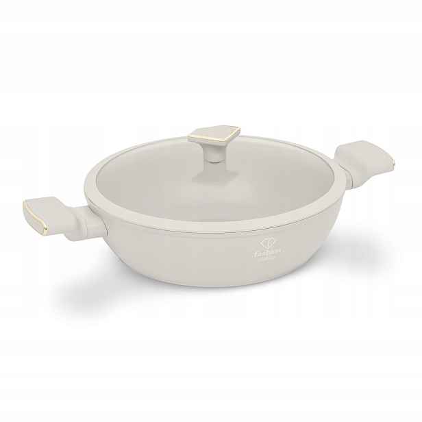 Hrnec s mělkou poklicí 28 cm, Fashion FTV-0066 Matte Cream-Gold