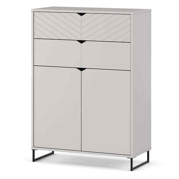 Komoda Se Zásuvkami Šedá 80 CM 2D2S Moderní Skříňka Do Obývacího Pokoje Ložnice