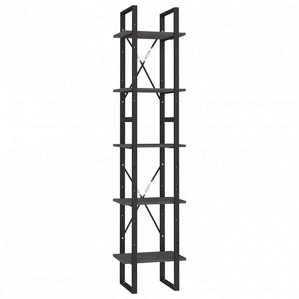 vidaXL Knihovna s 5 policemi šedá 40 x 30 x 175 cm borové dřevo