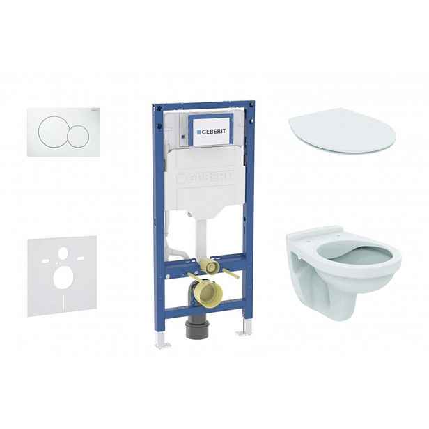 Geberit Duofix - Set předstěnové instalace, klozetu Alpha a sedátka softclose, tlačítko Sigma01, alpská bílá SANI11CD3100
