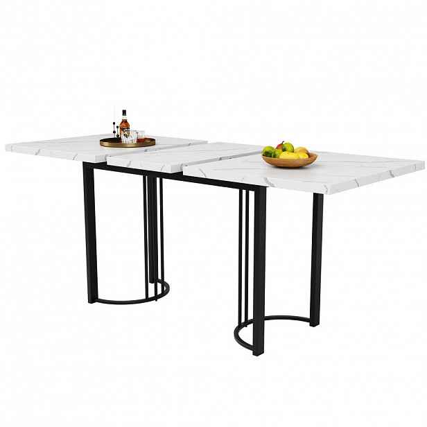 Modfu JÍDELNÍ stůl z MDF a kovu 179,5x80x75,5 cm černá/bílá rozkládací pro 6–8 osob