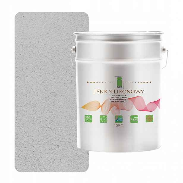 Vnější Silikonová Fasádní Omítka Šedá Stříbrná 1.0 MM Premium 15 Kg