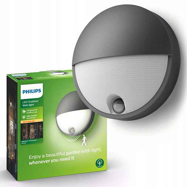 Zahradní Led lampa Fasádní svítidlo 6W Capricorn Snímač pohybu Philips