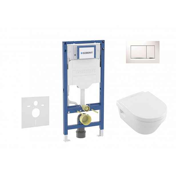 Geberit Duofix - Set předstěnové instalace, klozetu Architectura a sedátka softclose, tlačítko Sigma20, bílá/chrom SANI11CK3104