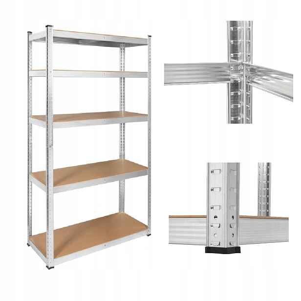Kovový regál 2v1 Skladový 5 Polic Garážový 180x90x40 cm 750 kg Rebel