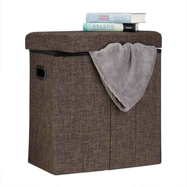 Relaxdays TABURET Hnědá skládací s úložným prostorem