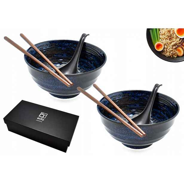 Sada 2 misek s lžícemi a paličkami Udon Uzu 800 ml Box