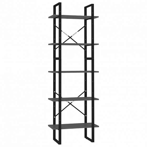 vidaXL Knihovna s 5 policemi šedá 60 x 30 x 175 cm kompozitní dřevo